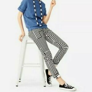 Kate Spade Saturday stretch skinny jeans, black and white geometric stripes